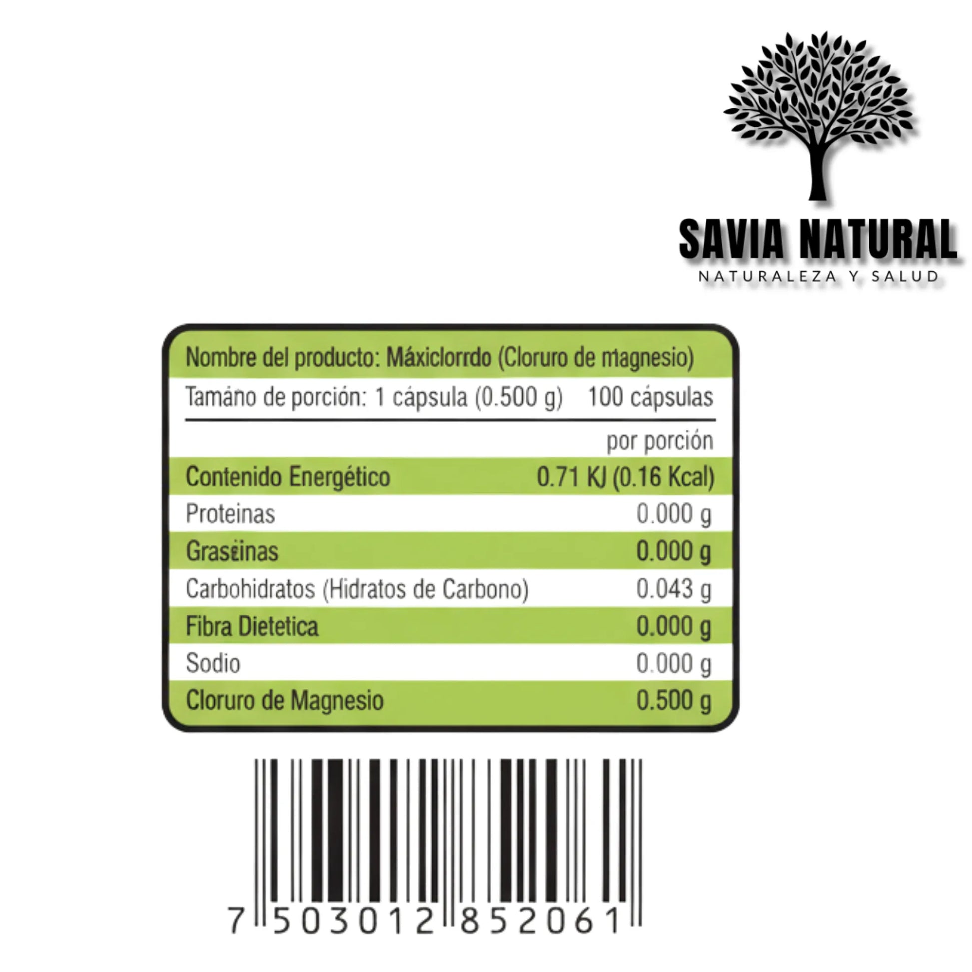 MAXICLORURO – CLORURO DE MAGNESIO – 100 CÁPSULAS × 500 MG