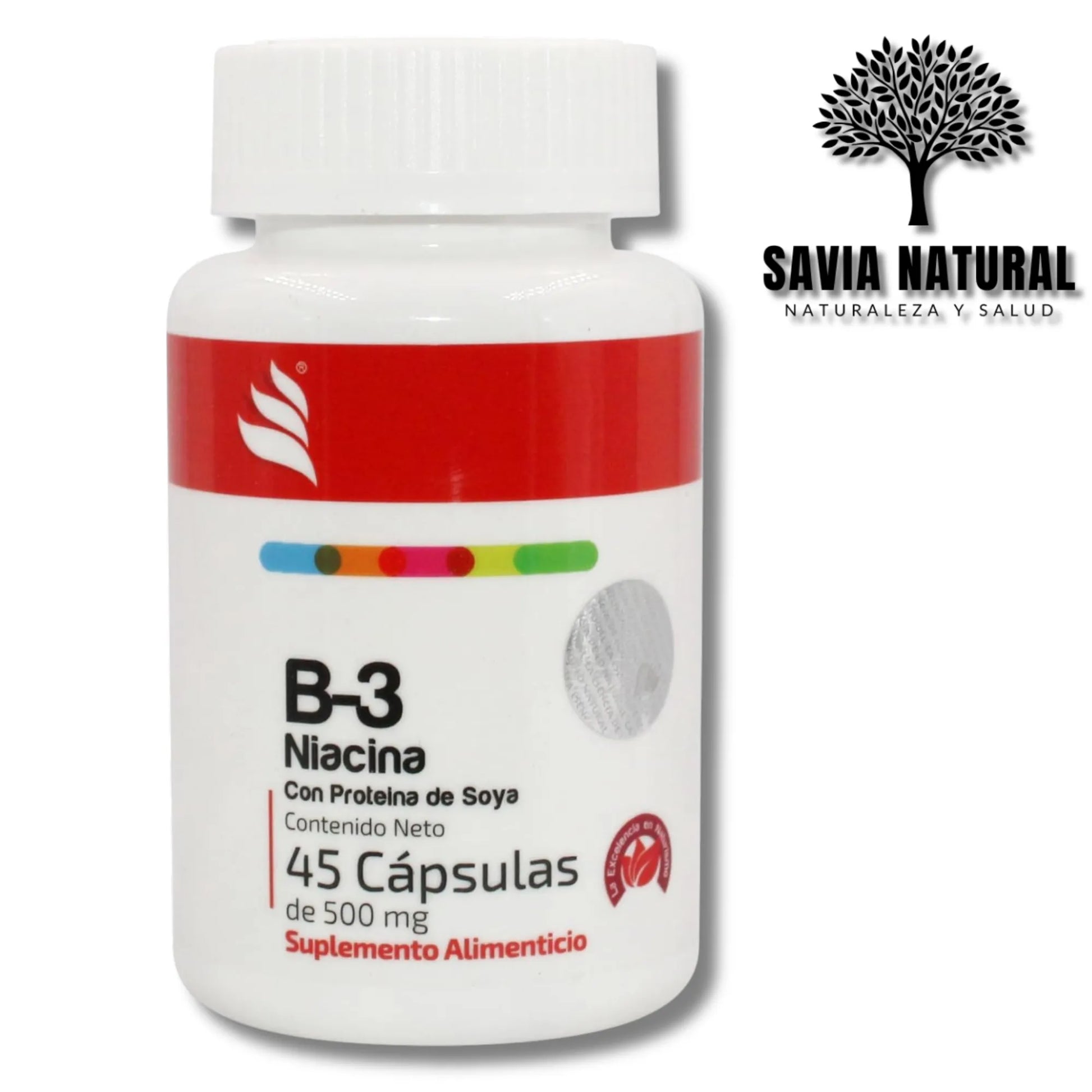 VITAMINA B-3 CON NIACINA PROTEÍNA DE SOYA – 45 CÁPSULAS × 500 MG