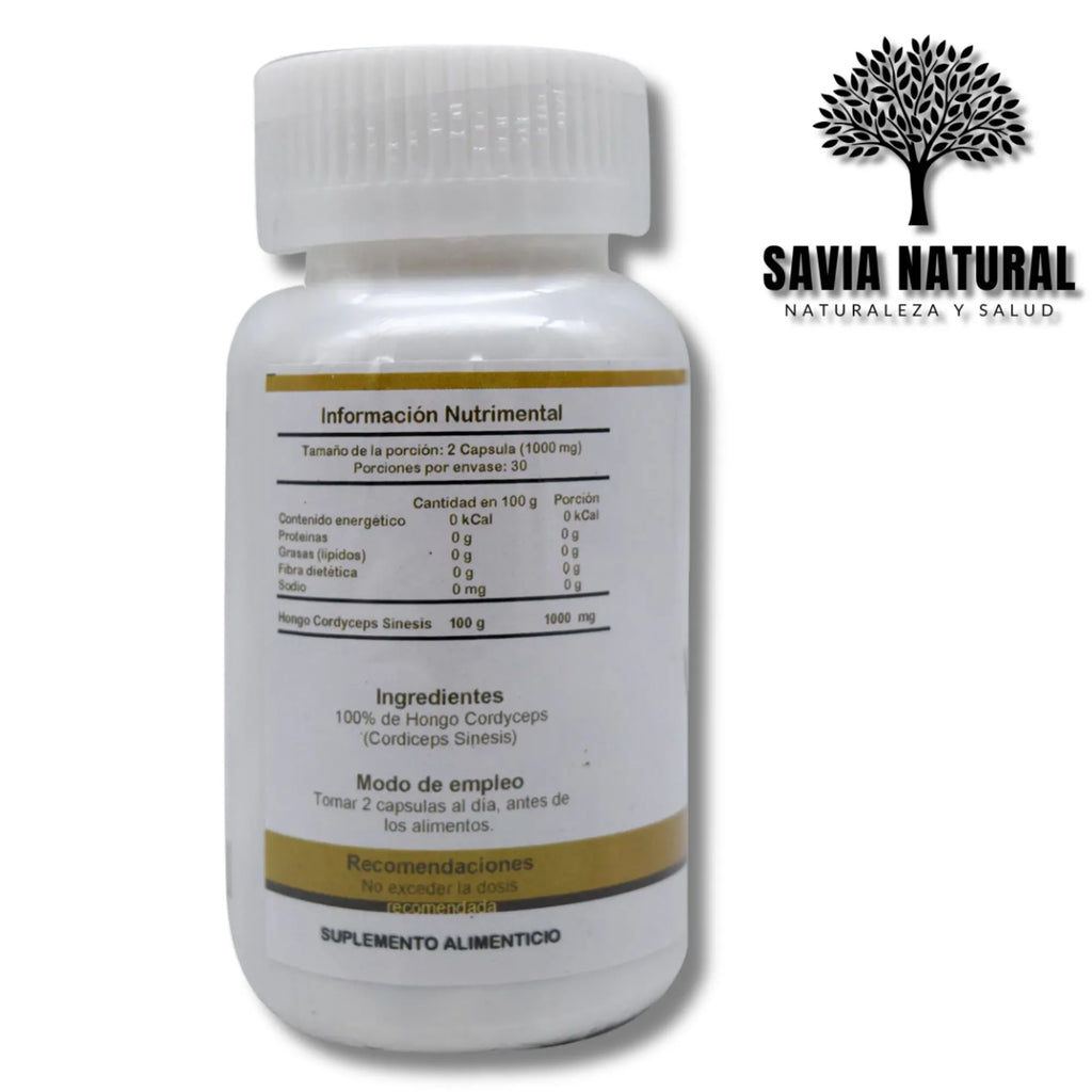 Cordyceps en Cápsulas – 60 pzas | Energía, Resistencia y Apoyo Inmune