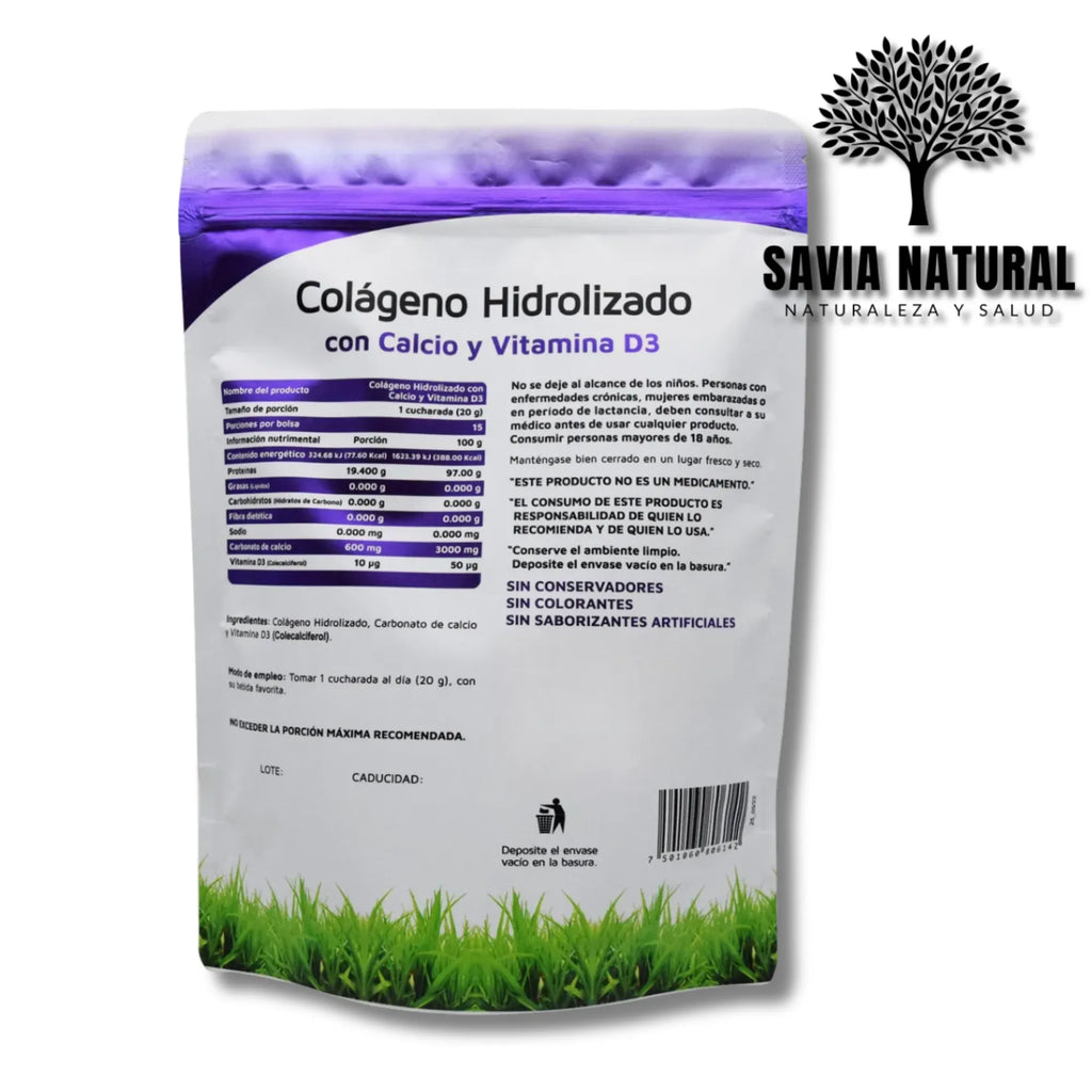 Colágeno con Calcio y Vitamina D3 – 300 g | Fortalece Huesos y Articulaciones