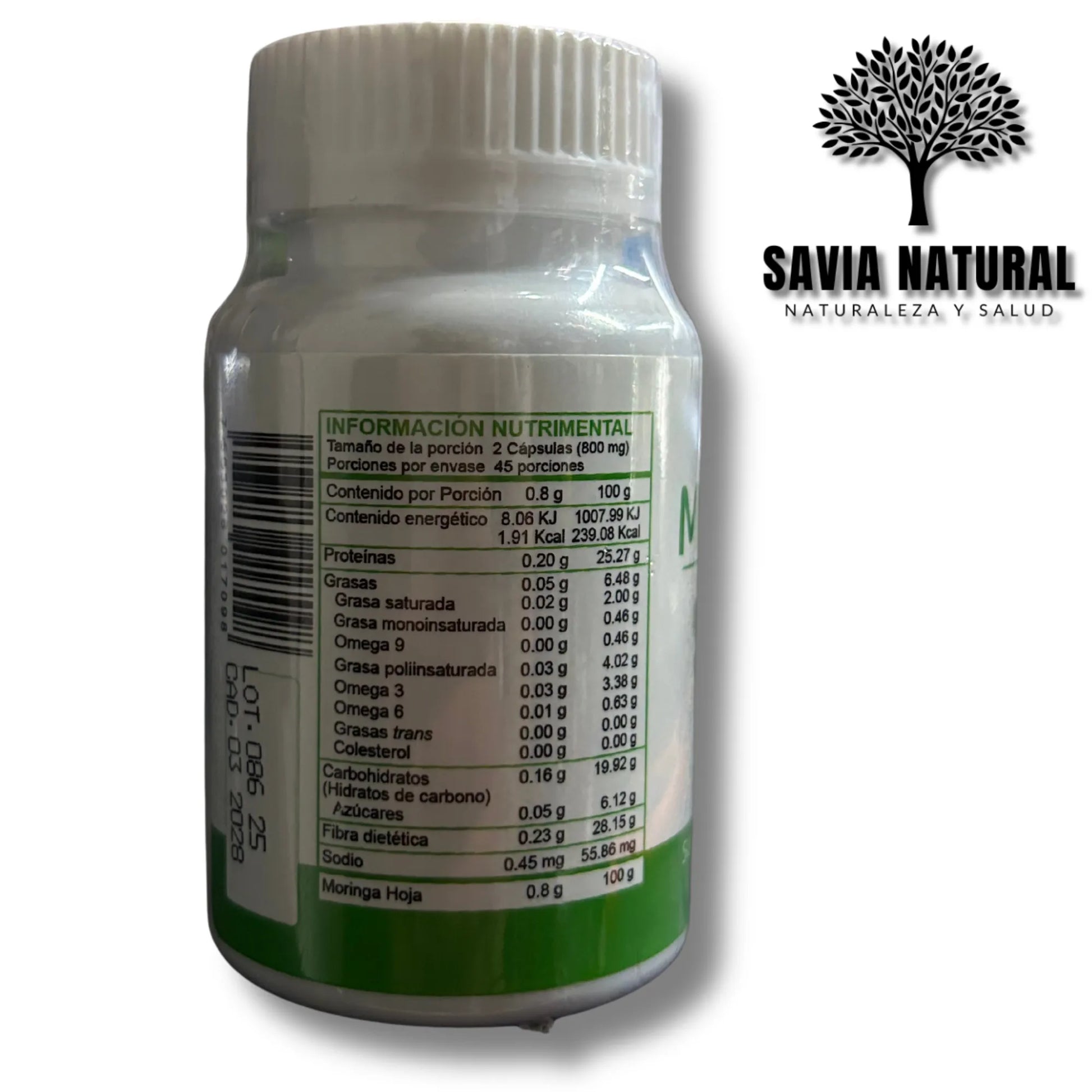 Moringa 400 mg 90 cápsulas | Energía natural y bienestar